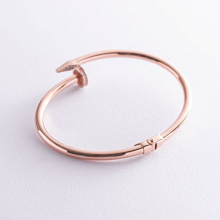 Золотой браслет "Гвоздик" с фианитами б02095 от ювелирного магазина Оникс - 3