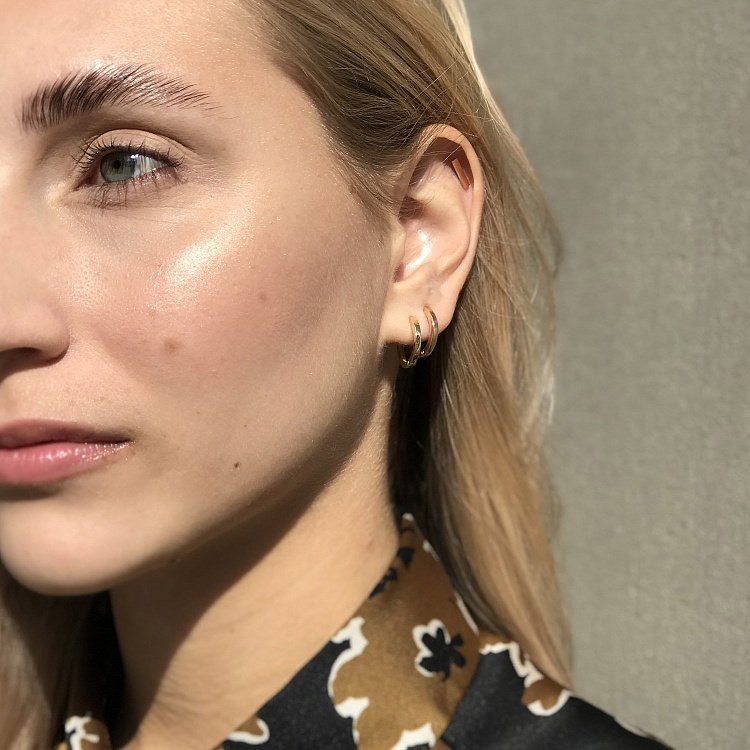 Серьги-кольца в желтом золоте с06457 от ювелирного магазина Оникс - 4