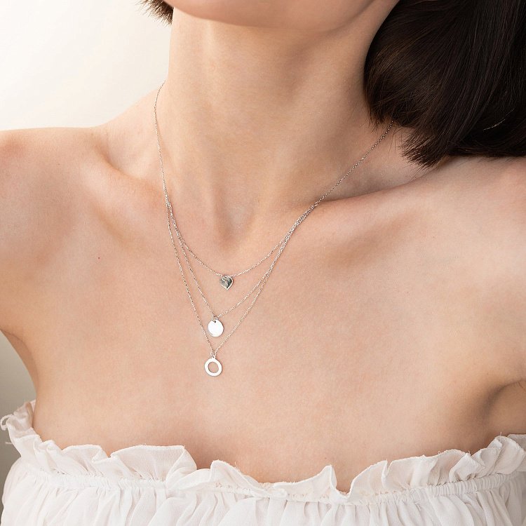 Кольє "Серце і кола" в білому золоті кол01584 від ювелірного магазину Онікс - 3