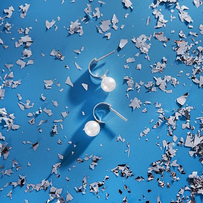 Серебряные серьги - пусеты "Дарла" с жемчугом 7071 №8