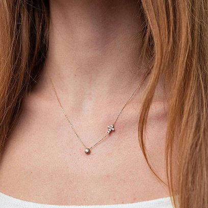 Золотое колье с крестиком (фианиты) кол02113 №2