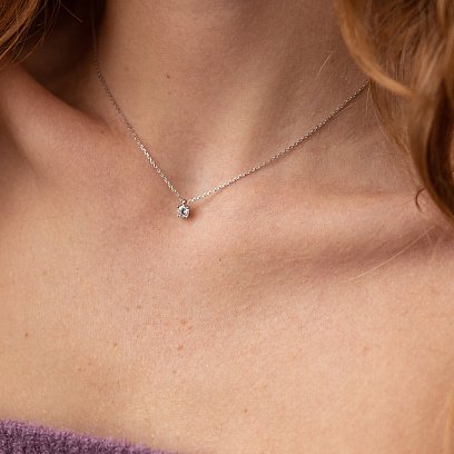 Срібне кольє з фіанітом 908-01045 №2