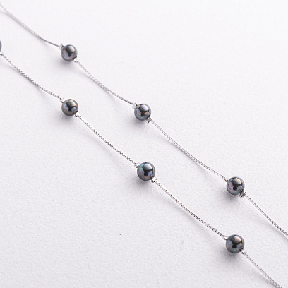 Срібне кольє з перлами 181376 №2