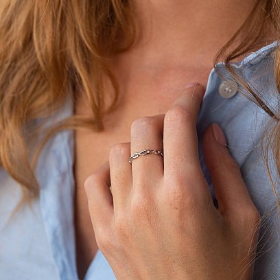 Кольцо "Цепочка" в белом золоте к07100 №5