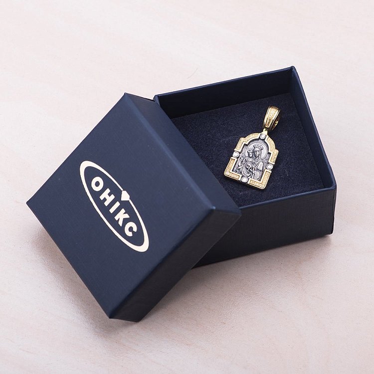 Срібна підвіска "Ікона Божої Матері Милуюча" з позолотою 131678 від ювелірного магазину Онікс - 6