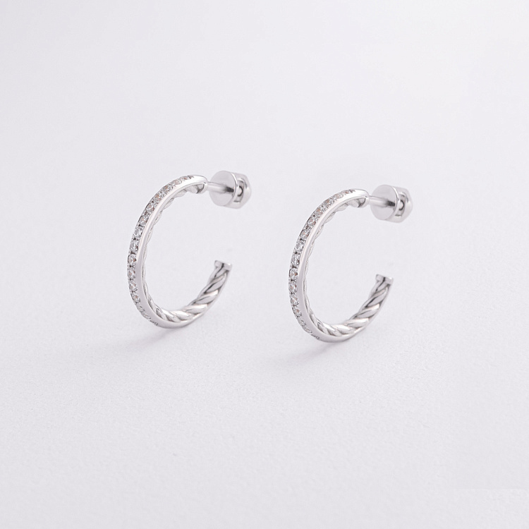 Золотые серьги - пусеты "Kelly" с фианитами с09528 от ювелирного магазина Оникс