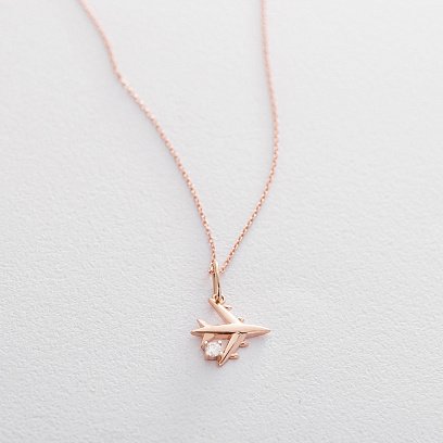 Золотой кулон "Самолетик" п03273