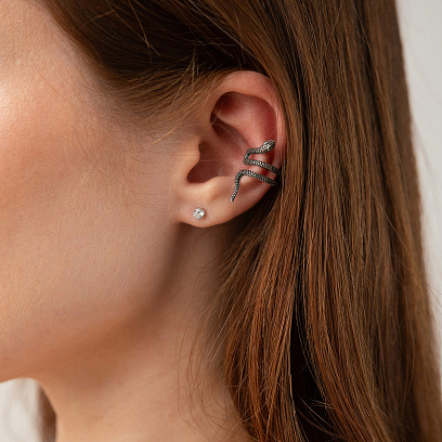 Срібна сережка - каффа "Змія" 123291 №5