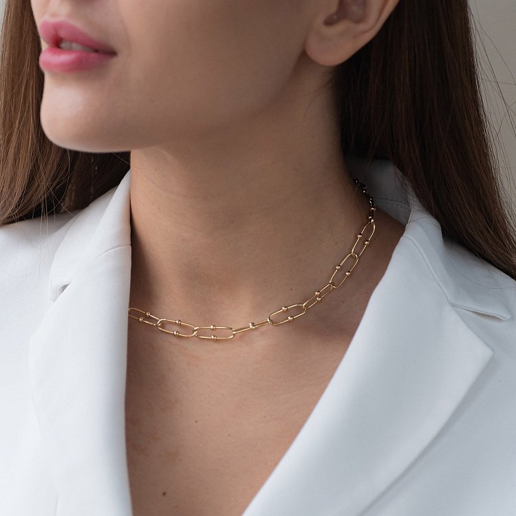 Колье "Фантазия" в желтом золоте кол01836 от ювелирного магазина Оникс