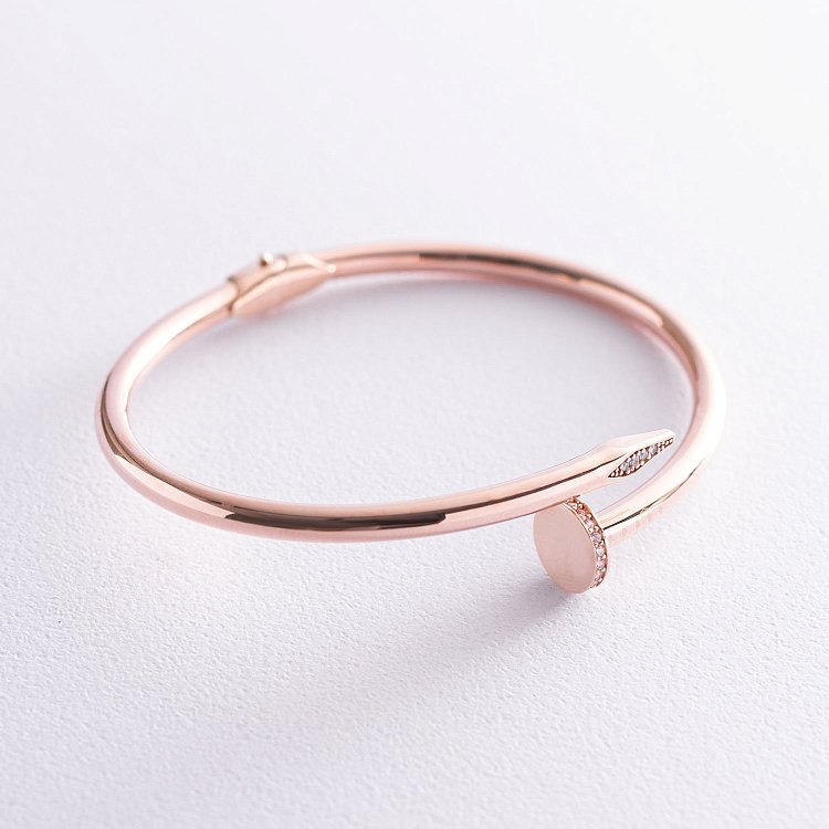 Золотой браслет "Гвоздик" с фианитами б02095 от ювелирного магазина Оникс