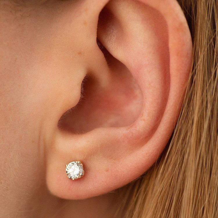 Сережки - пусети "Сердечки" у червоному золоті (фіаніти) с06034 від ювелірного магазину Онікс - 5