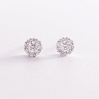 Золотые серьги - пусеты с бриллиантами сб0225са №3