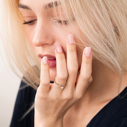 Золота каблучка "Сердечко" з фіанітом к06803 №4