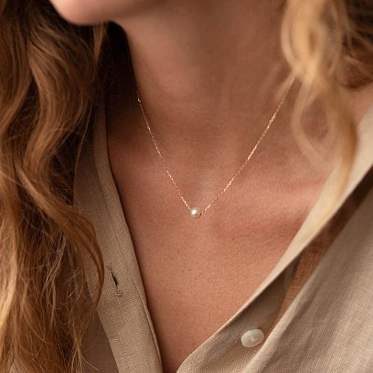 Колье "Жемчужина на цепочке" (красное золото) кол02290 №2