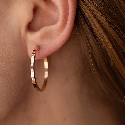 Серьги - кольца в красном золоте с08285 №4