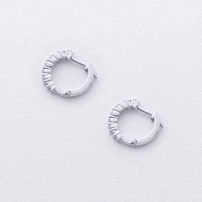 Сережки - кільця з фіанітами (біле золото) с09171 №3