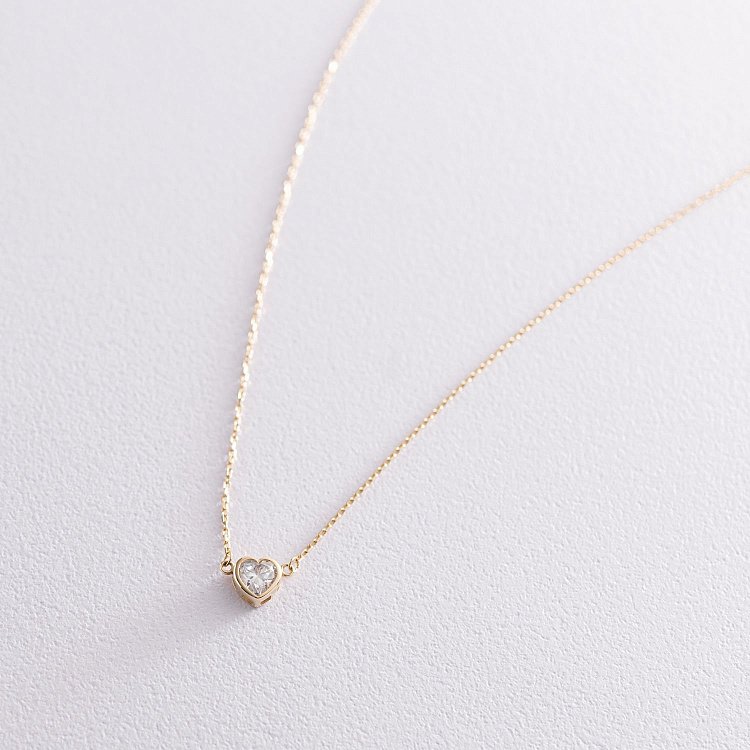 Колье "Сердечко" в желтом золоте кол01822 от ювелирного магазина Оникс