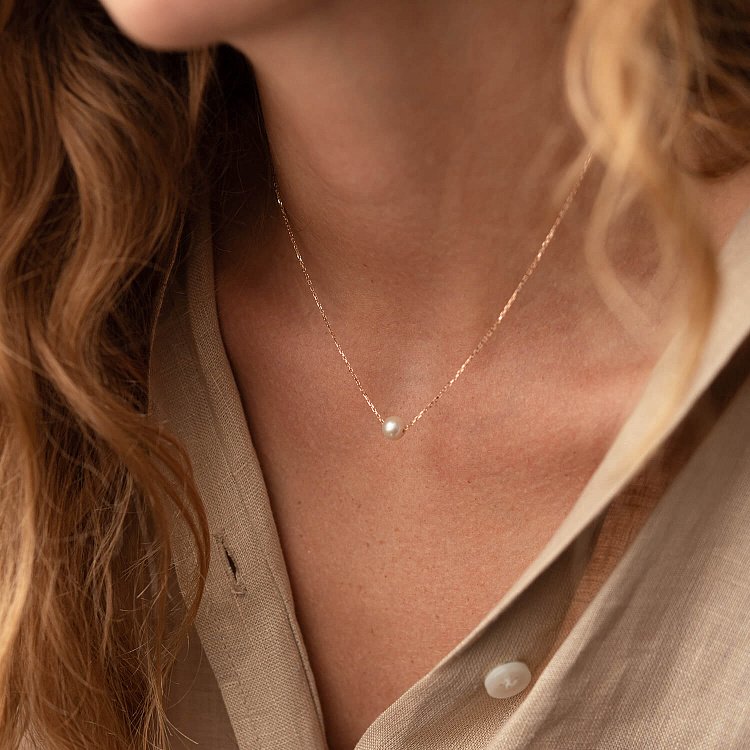 Колье "Жемчужина на цепочке" (красное золото) кол02290 от ювелирного магазина Оникс - 1