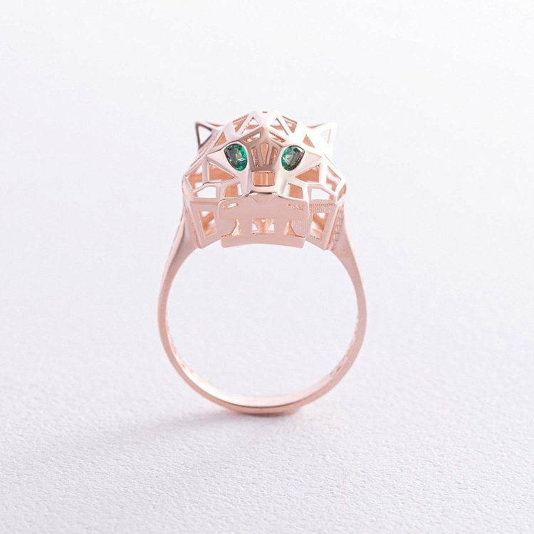 Золотое кольцо "Пантера" с фианитами к07581 от ювелирного магазина Оникс - 2