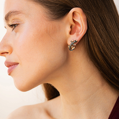 Золотые серьги "Ящерицы" (фианиты) с04479 №5