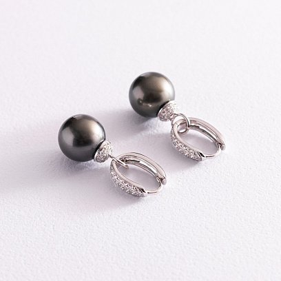 Золоті сережки з діамантами і перлами сб0370ca №3