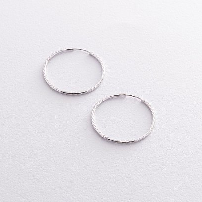 Сережки - кільця в білому золоті (2.9 см) с07144 №5