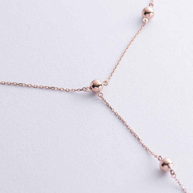 Колье - галстук "Шарики" в красном золоте кол02489 от ювелирного магазина Оникс - 2