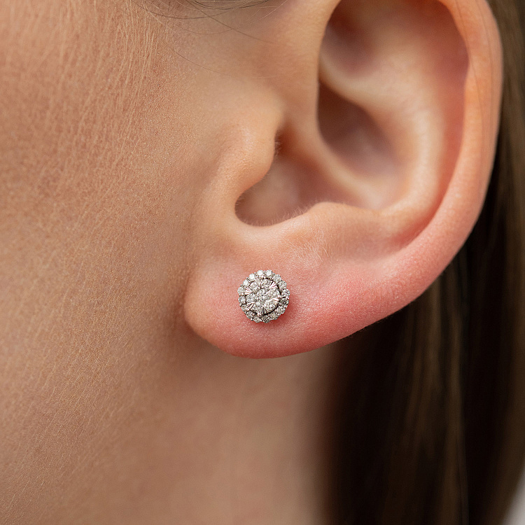 Золотые серьги - пусеты с бриллиантами сб0635ca от ювелирного магазина Оникс - 5