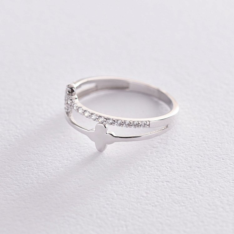 Золотое кольцо "Клевер" с фианитами к05143 от ювелирного магазина Оникс - 2