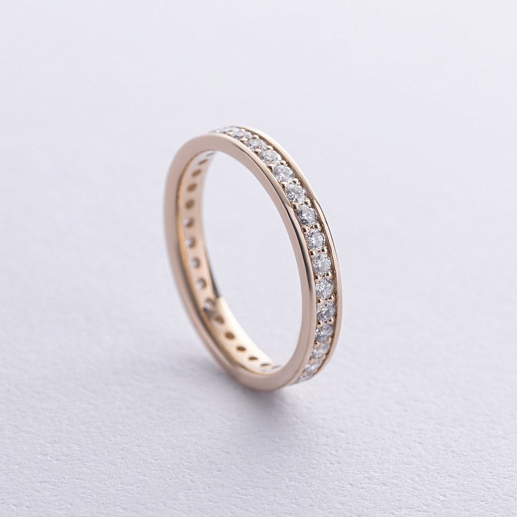 Обручка з доріжкою діамантів (жовте золото) 239051621 від ювелірного магазину Онікс