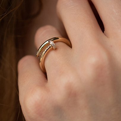 Кольцо "Гвоздь" с бриллиантами (желтое золото) кб0476м №6