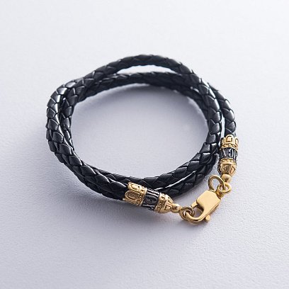 Шкіряний шнурок "Спаси і Збережи" зі срібною застібкою (4 мм) 18721