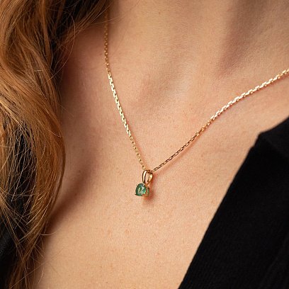 Золотой кулон с изумрудом пб0293gl №2