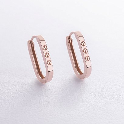 Сережки "Love" у червоному золоті с08608