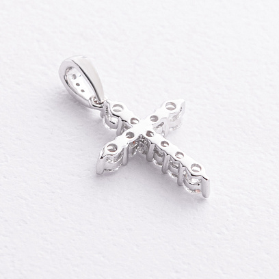 Хрестик у білому золоті з діамантами пб0366ri №2