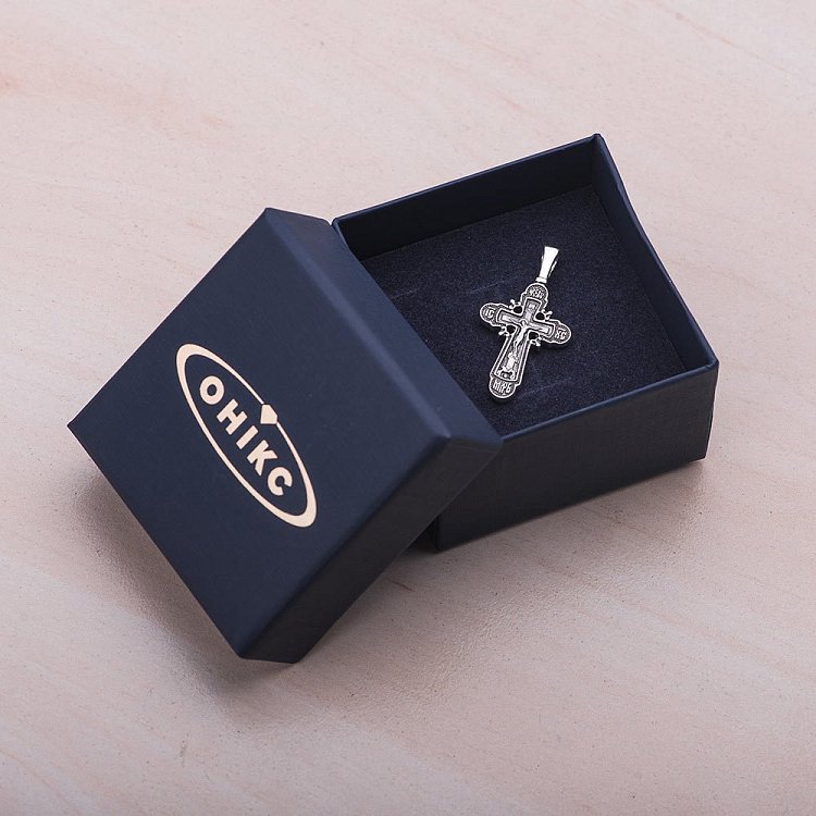 Православний срібний хрест з чорнінням 131054 від ювелірного магазину Онікс - 4