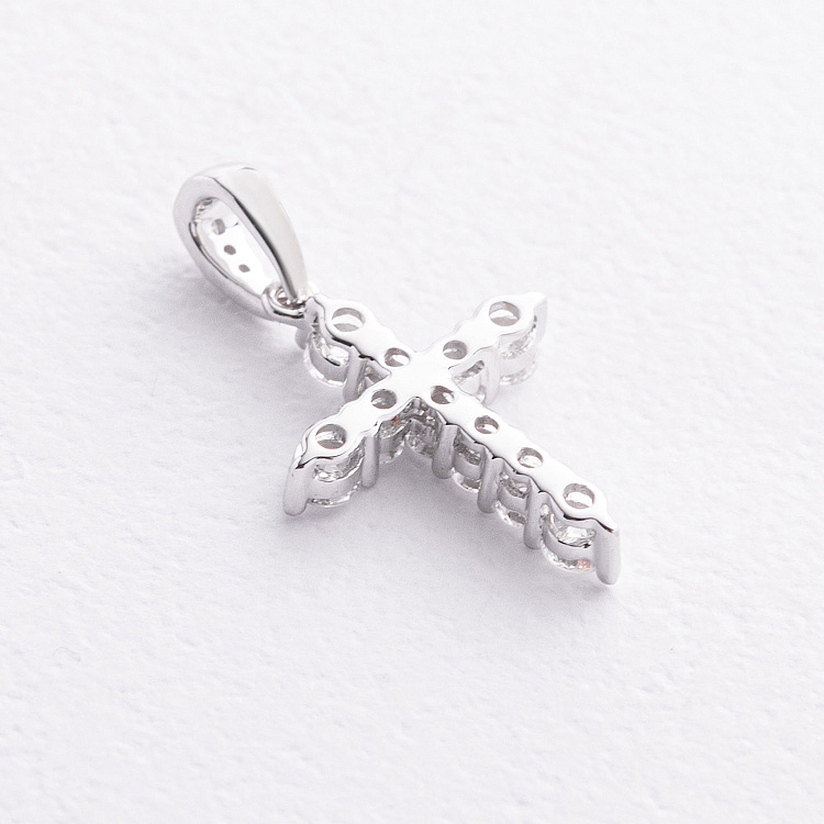 Хрестик у білому золоті з діамантами пб0366ri від ювелірного магазину Онікс - 1