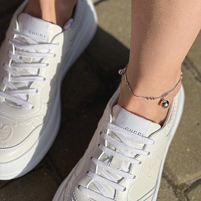 Серебряный браслет "Шарики" на ногу 141545 №7