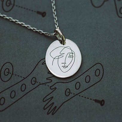 Серебряный кулон "Мечтательность" (овальный) 133045кул №7