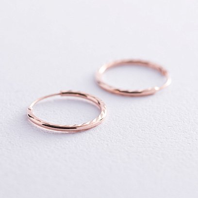 Серьги - кольца в красном золоте (1.5 см) с03381 №2