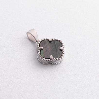 Срібна підвіска "Конюшина" з перламутром 133352