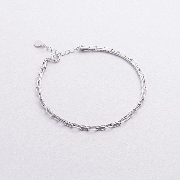 Подвійний срібний браслет "Ланцюжок" 141783 від ювелірного магазину Онікс