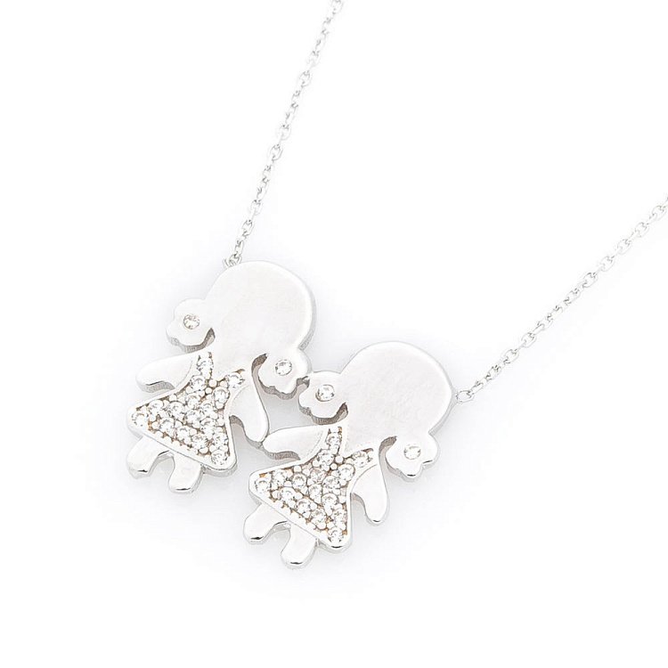 Золоте кольє "Дівчатка" з фіанітами кол01222 від ювелірного магазину Онікс - 2