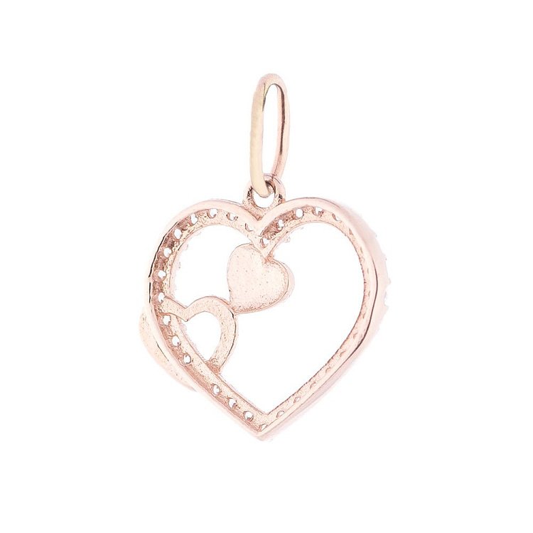 Золотая подвеска "Сердечки" (фианиты) п02780 от ювелирного магазина Оникс - 1