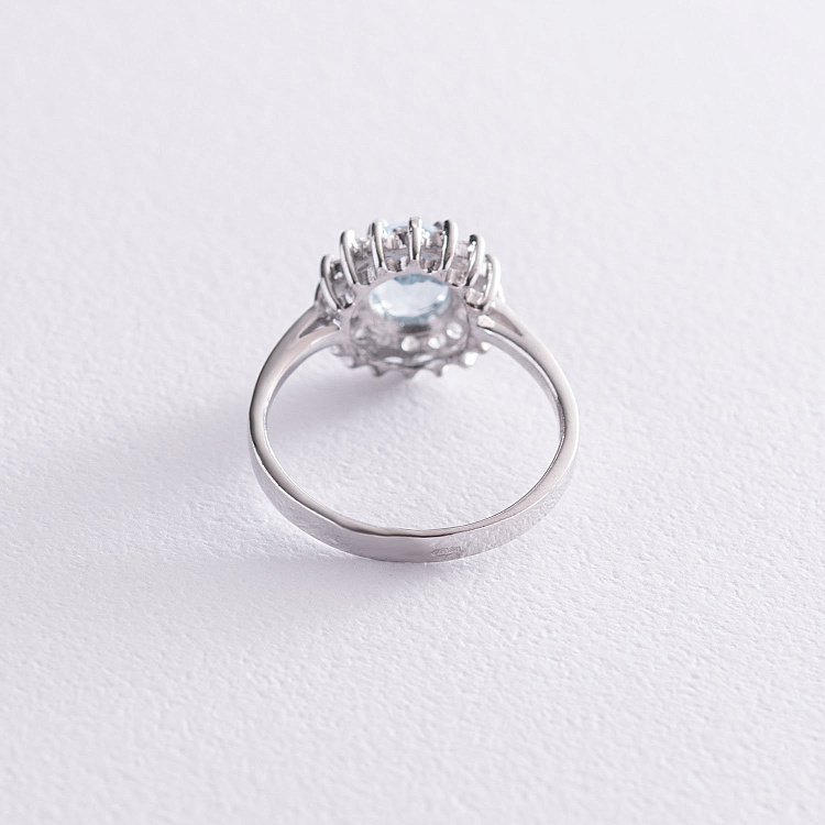 Серебряное кольцо с голубым топазом и фианитами 111458 - 3 Серебряное кольцо с голубым топазом и фианитами 111458 от ювелирного магазина Оникс - 3