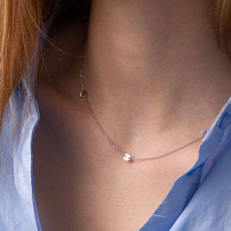 Колье "Монетки" в белом золоте 860252В от ювелирного магазина Оникс - 2