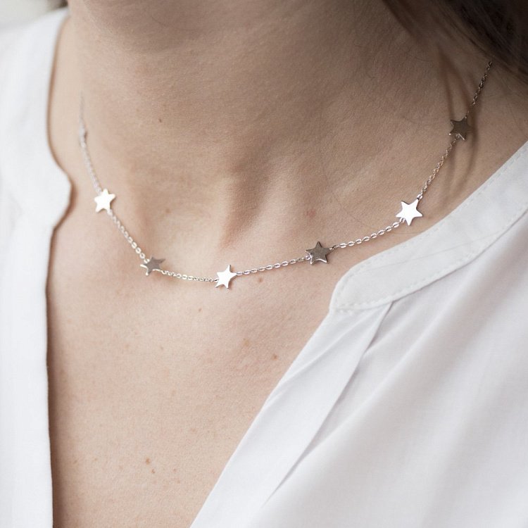 Срібне жіноче кольє "Зірочки" 18610 від ювелірного магазину Онікс - 4