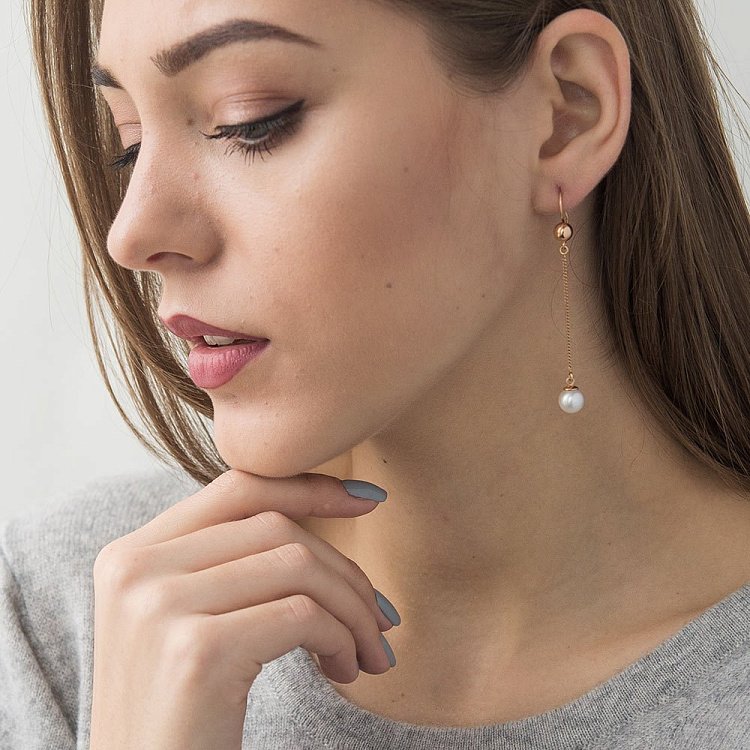 Золотые серьги с культ. пресн. жемчугом с01367 от ювелирного магазина Оникс - 3