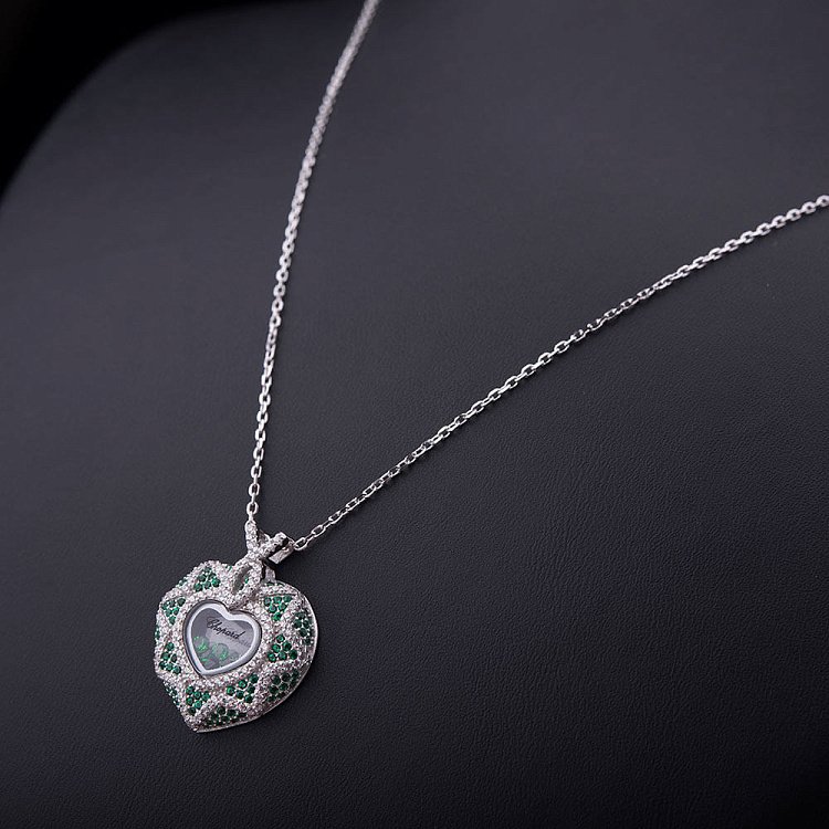 Срібне кольє "Серце" (ювелірне скло і фіаніти) 18224 від ювелірного магазину Онікс - 3