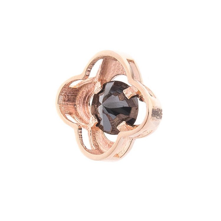 Золотая подвеска "Клевер" с черным фианитом п02915 от ювелирного магазина Оникс - 1